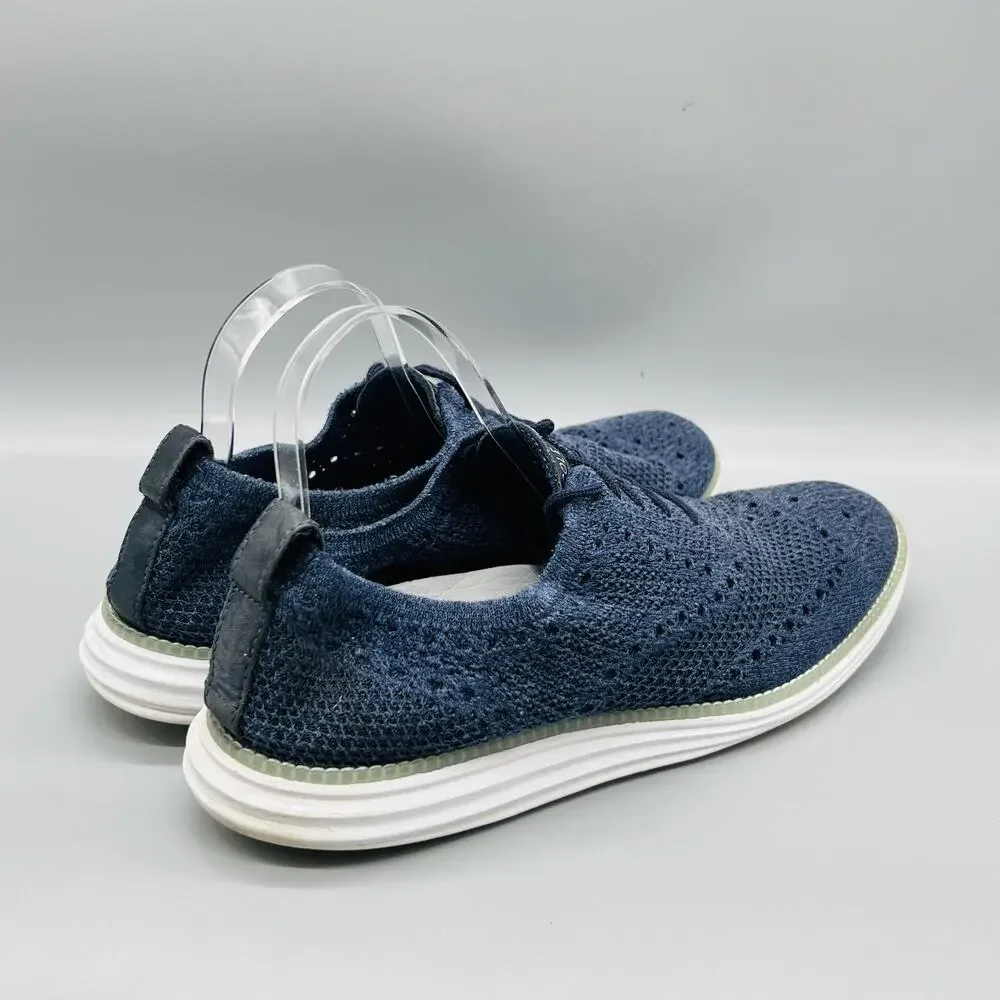Cole Haan Shoes Mens 10 Blue Knit Wingtip Casual Sneakers Walking Comfort